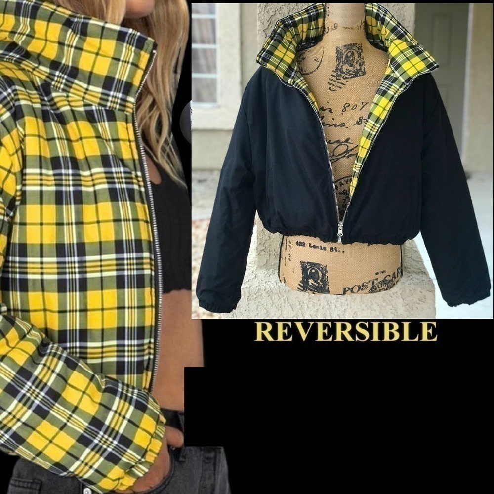 Princess Polly Black Cropped Reversible Design XAIL Jacket Size S-M *Sold-Out*